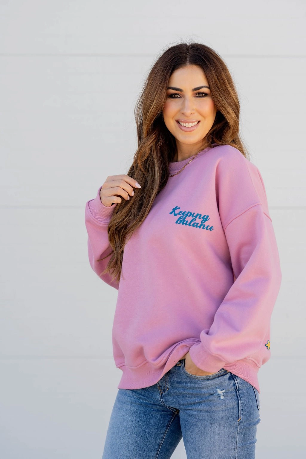 Keeping Balance Graphic Crewneck Warm Top