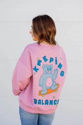 Keeping Balance Graphic Crewneck color fast