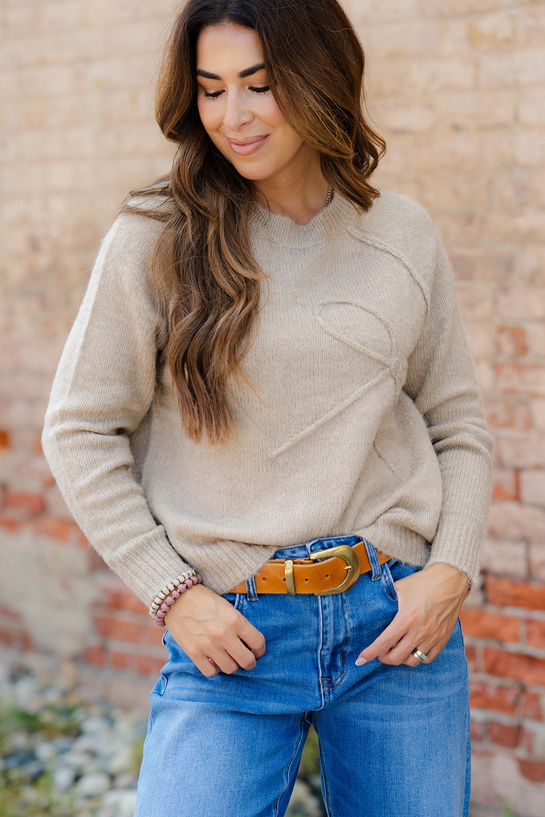 Winter Style Monochrome Stitched Bow Sweater