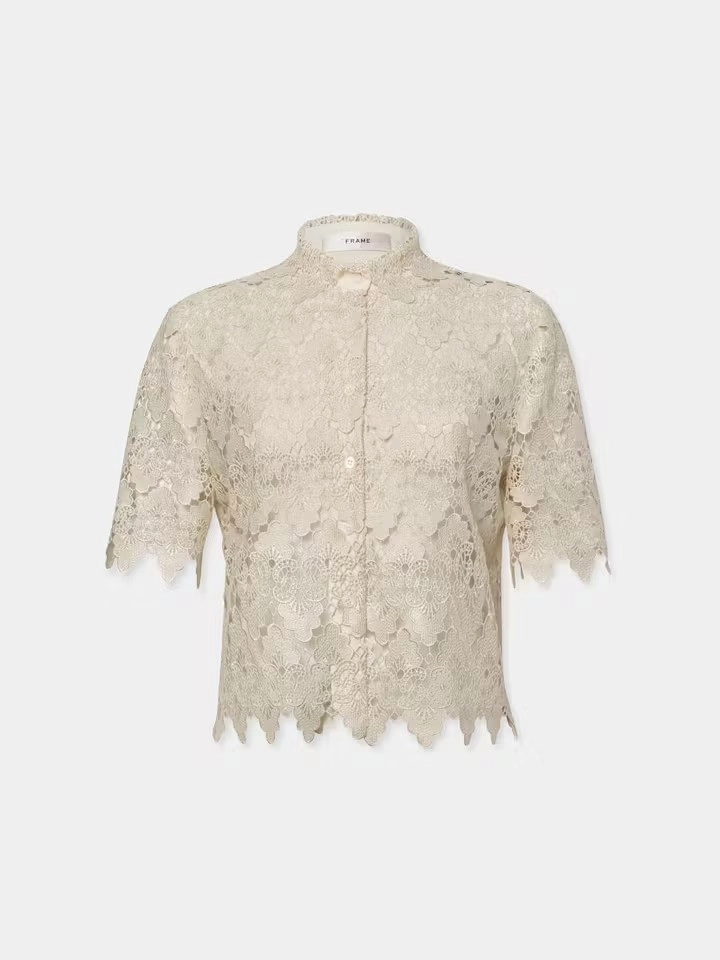 Lace Button Up Shirt Hygroscopic Inner Layer ThermalRegulating
