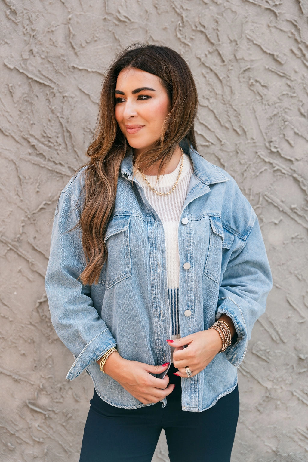 Wandering West Denim Jacket Shawl Lapel