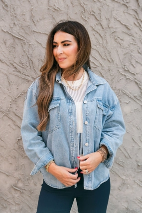 Wandering West Denim Jacket Shawl Lapel