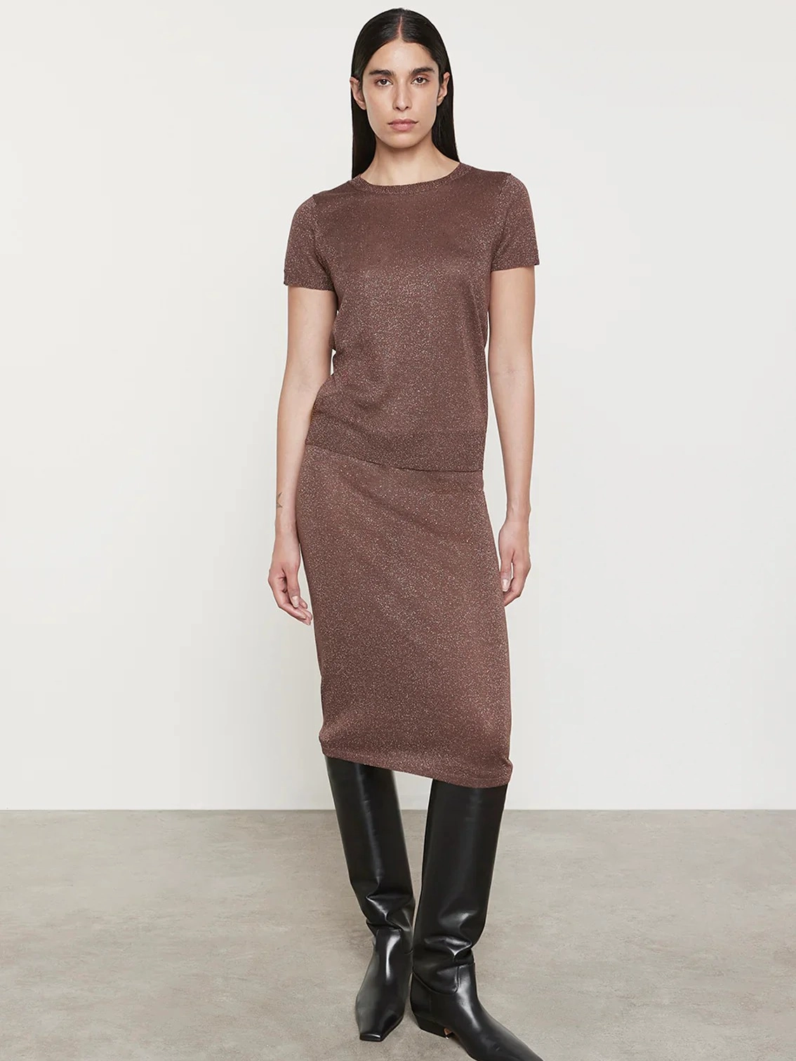 Lam?? Skirt Casual Wear Back Slit