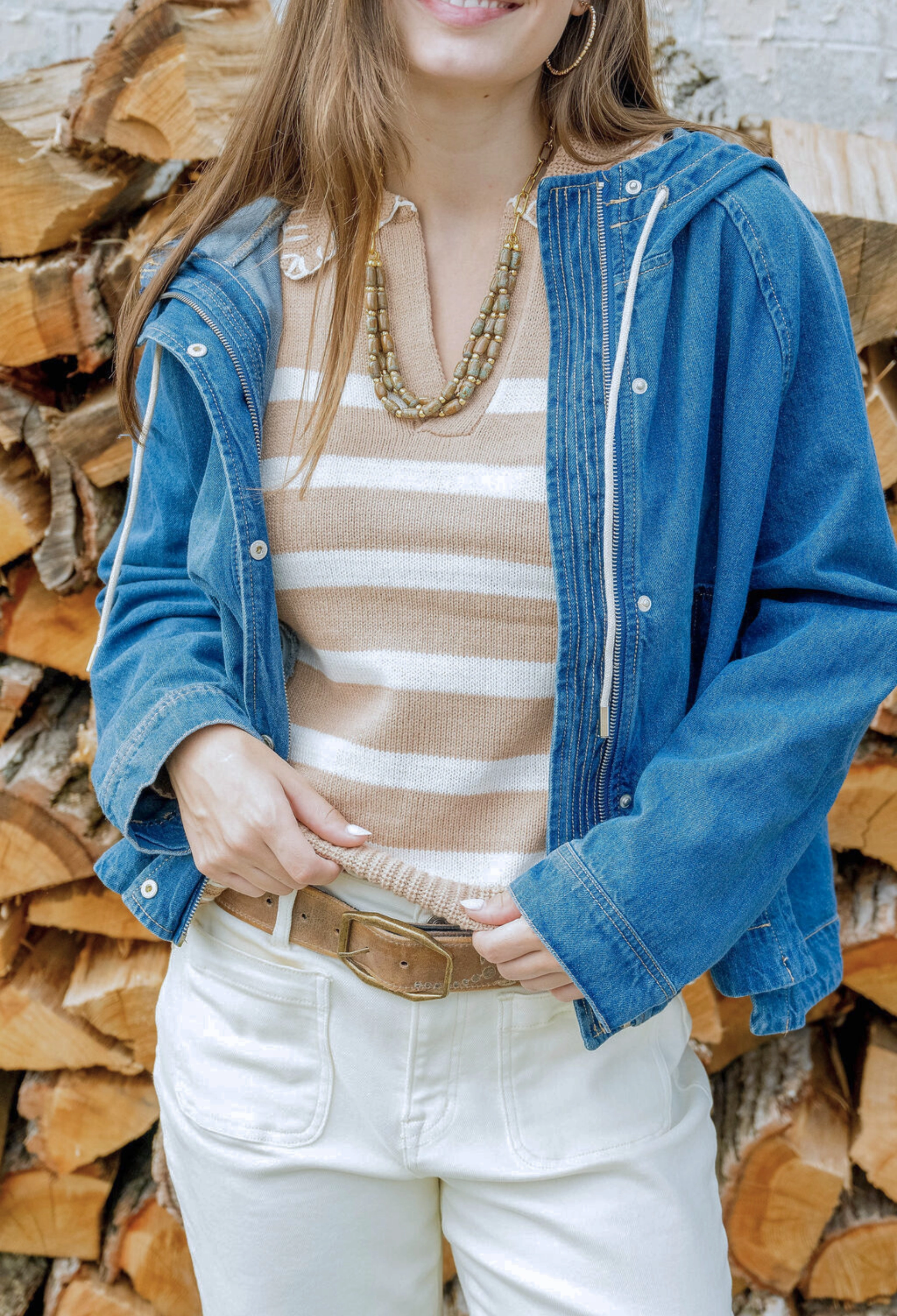 Oversized Hooded Denim Jacket Cheap Nice Ergonomic Seams