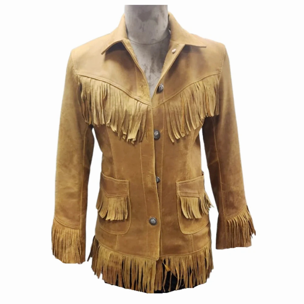 American Darling Women's Genuine Suede Leather Shirt Jacket Dress Flex Fit Shoulder Construction