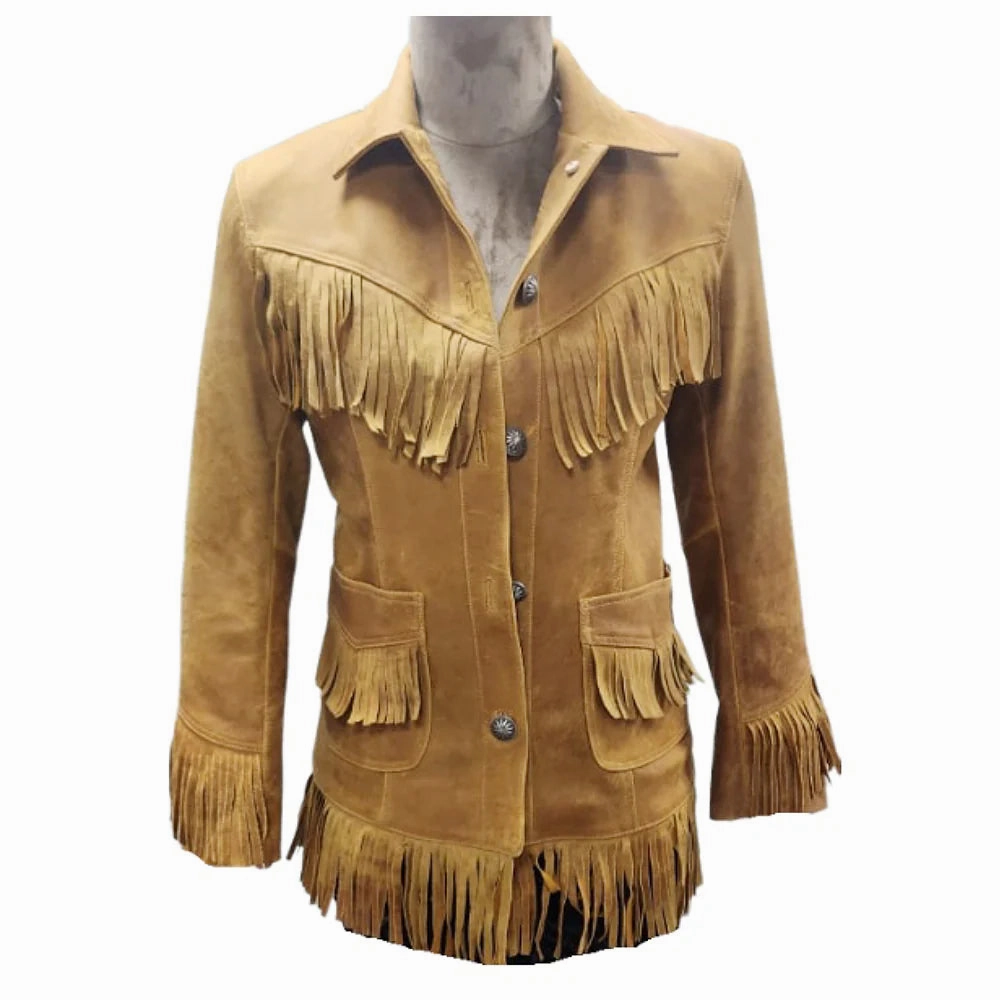 American Darling Women's Genuine Suede Leather Shirt Jacket Dress Wide Shoulder Cut