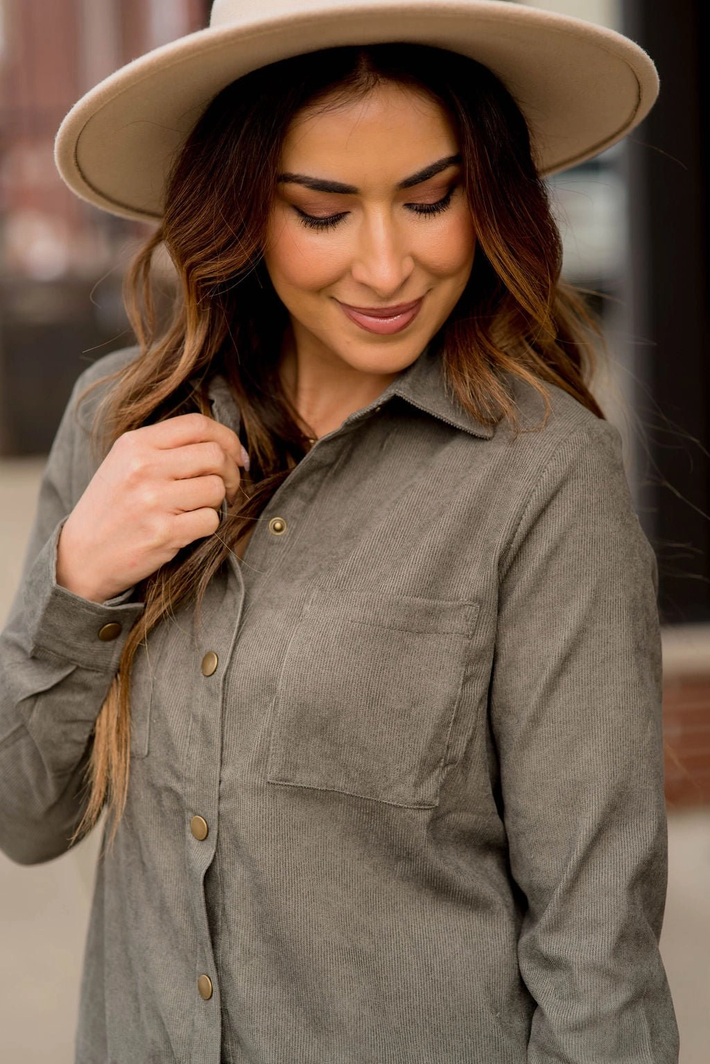 Neutral Fit Design Basic Layers Corded Frayed Edge Shacket