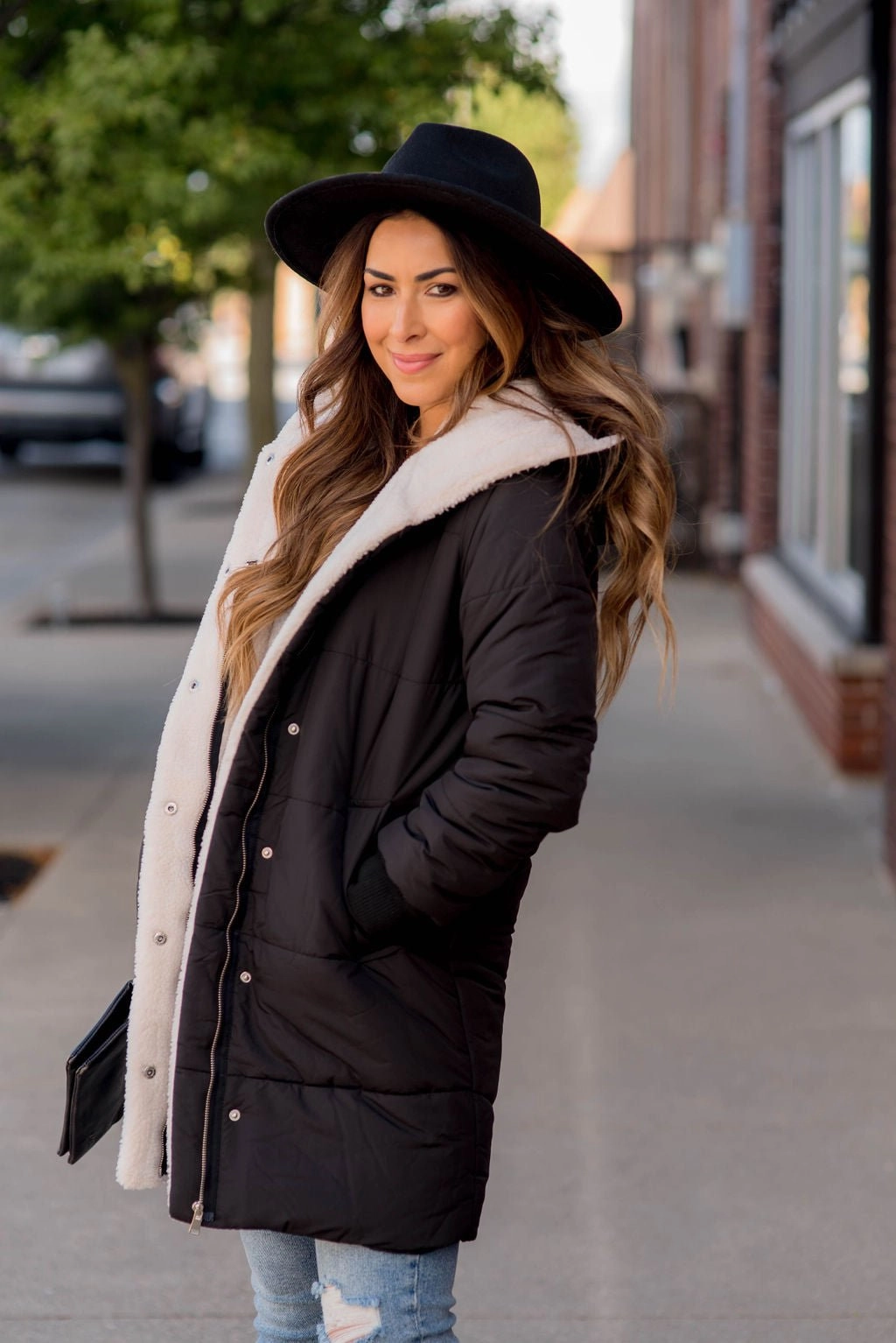 Eco Friendly Padding Chill Weather Sherpa Lined Puffer Coat