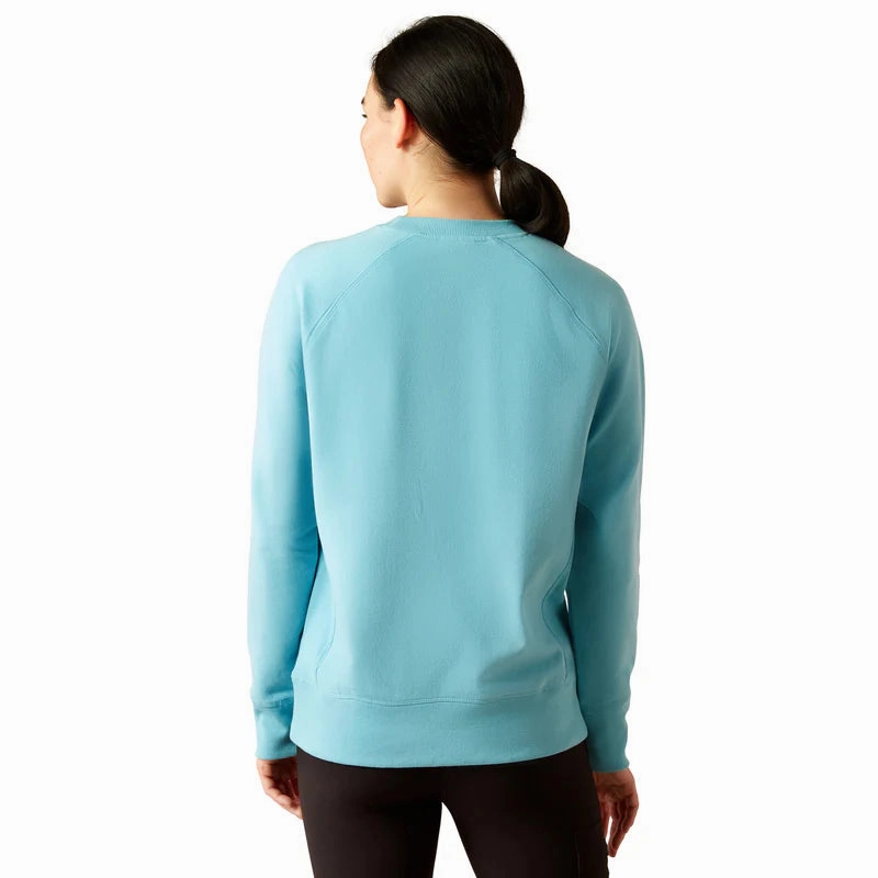 scooter clothes Eco Friendly Dye Process Ariat Women's Rebar Fleece Crewneck Sweatshirt - Milky Blue