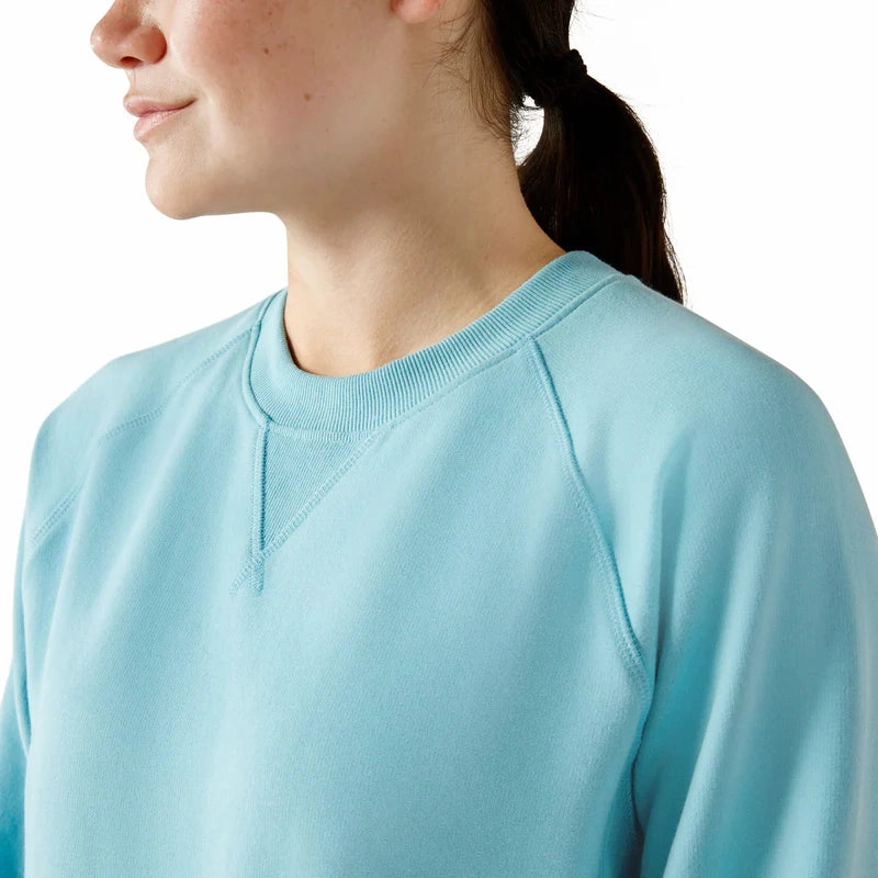 Ariat Women's Rebar Fleece Crewneck Sweatshirt - Milky Blue Niche style