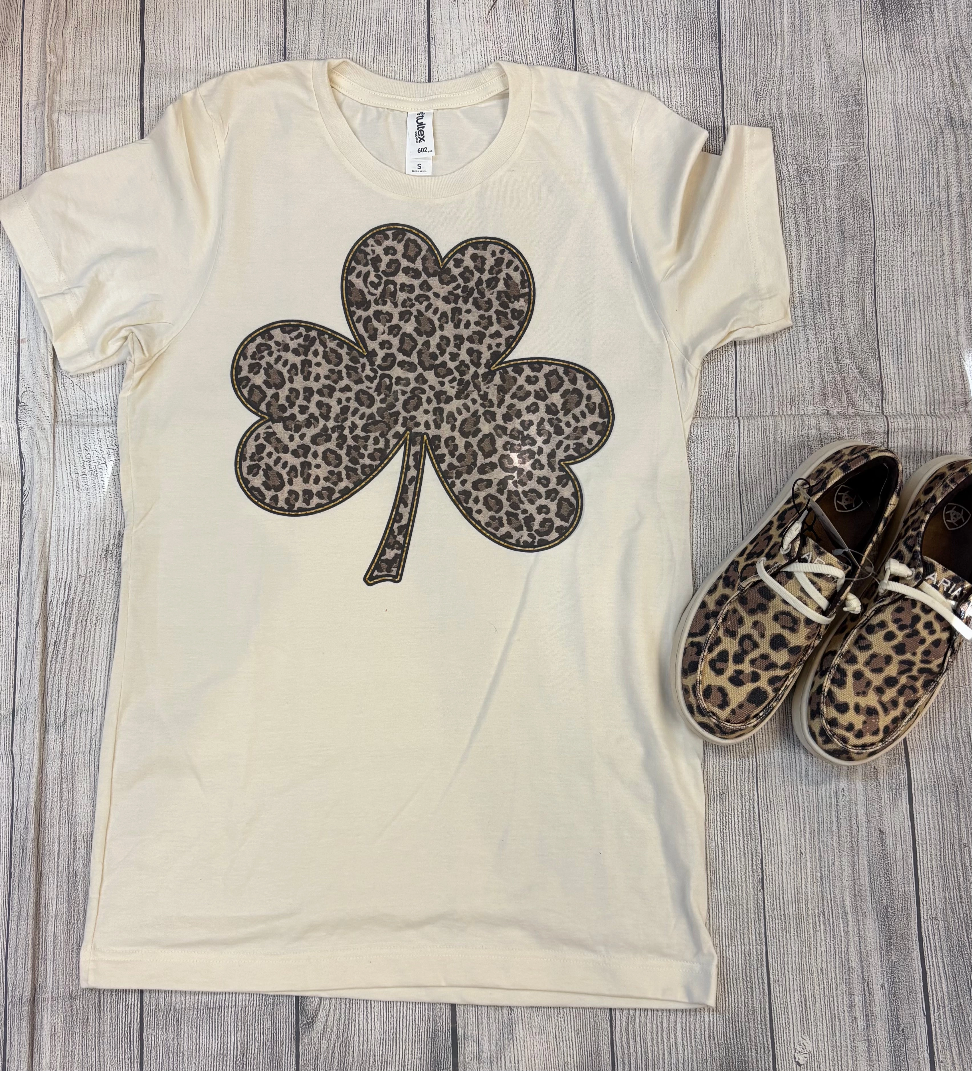 Leopard Cream Shamrock Tee Chill Comfort Wear