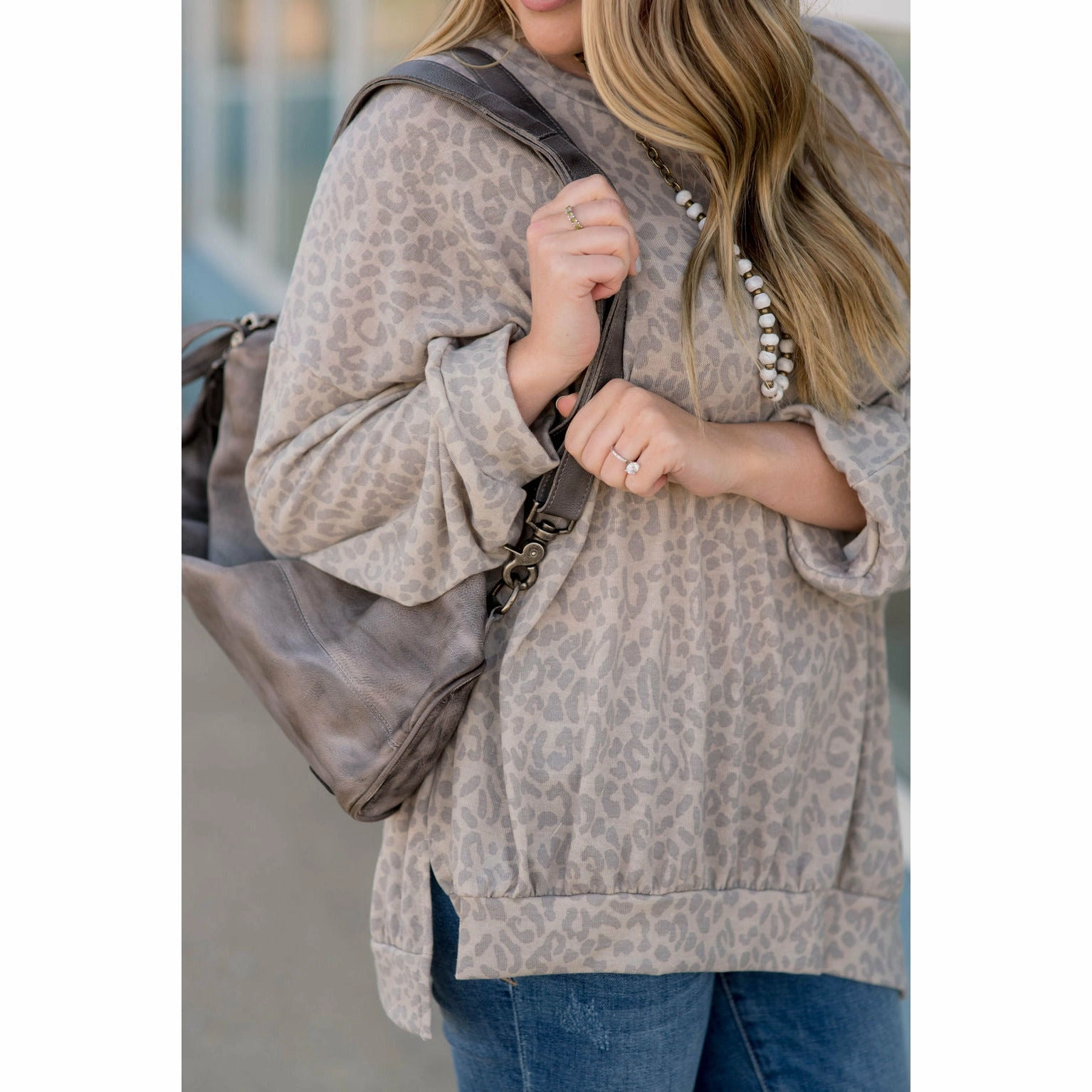 product selection Mesh Lining Leopard Lounge Long Sleeve Tee