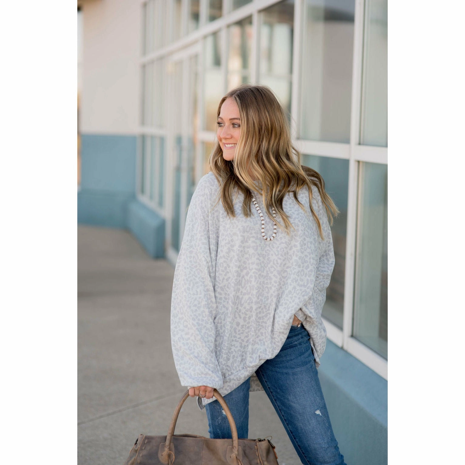 Leopard Lounge Long Sleeve Tee Casual Chic Urban Comfort