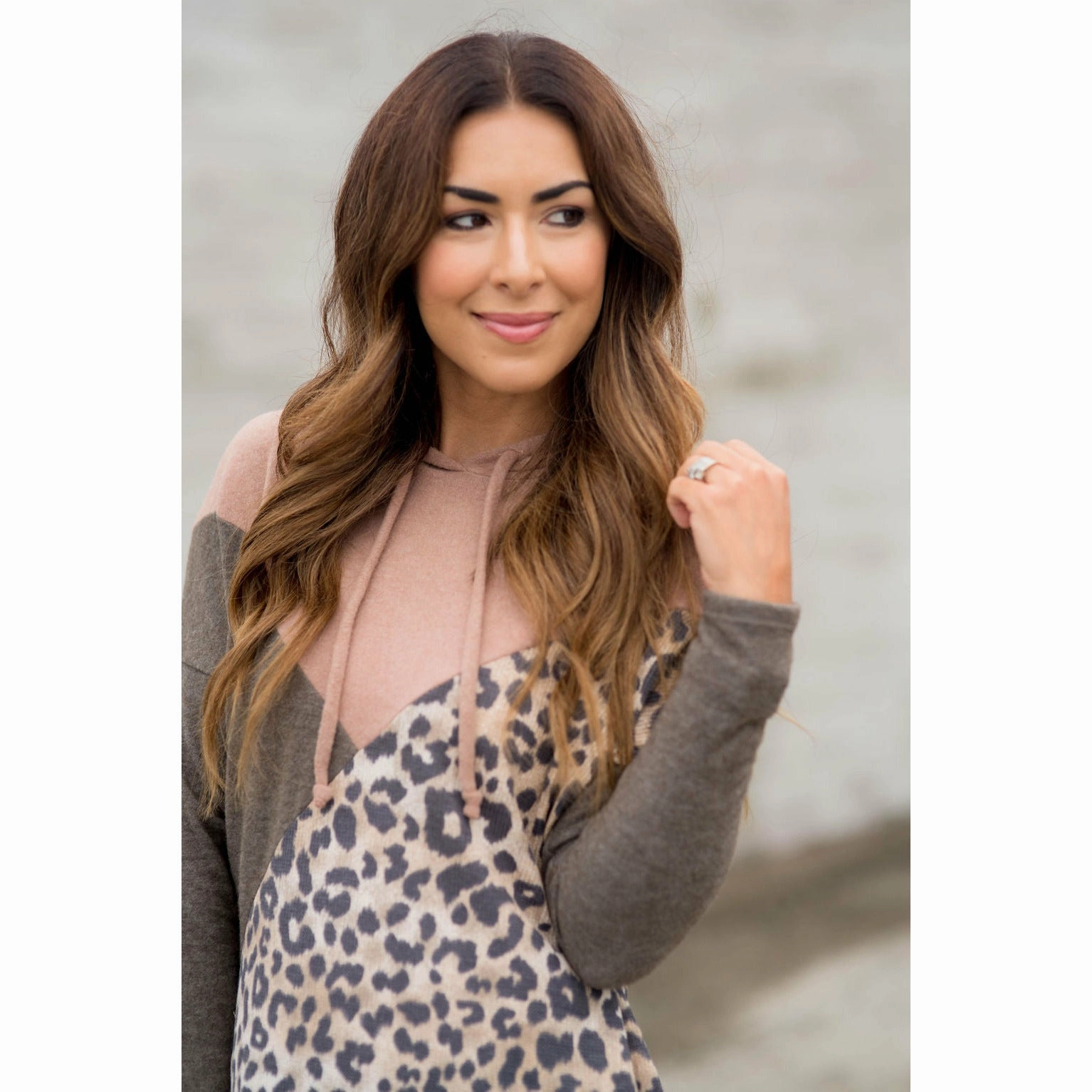 suitable for casual events Leopard Triangle Blocked Hoodie