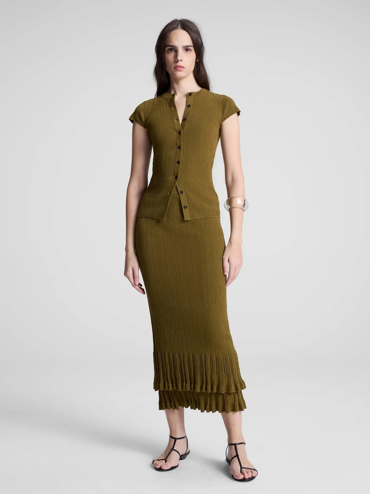 Daily Essential Stylish Choice Lexi Fine Cotton Knit Midi Skirt