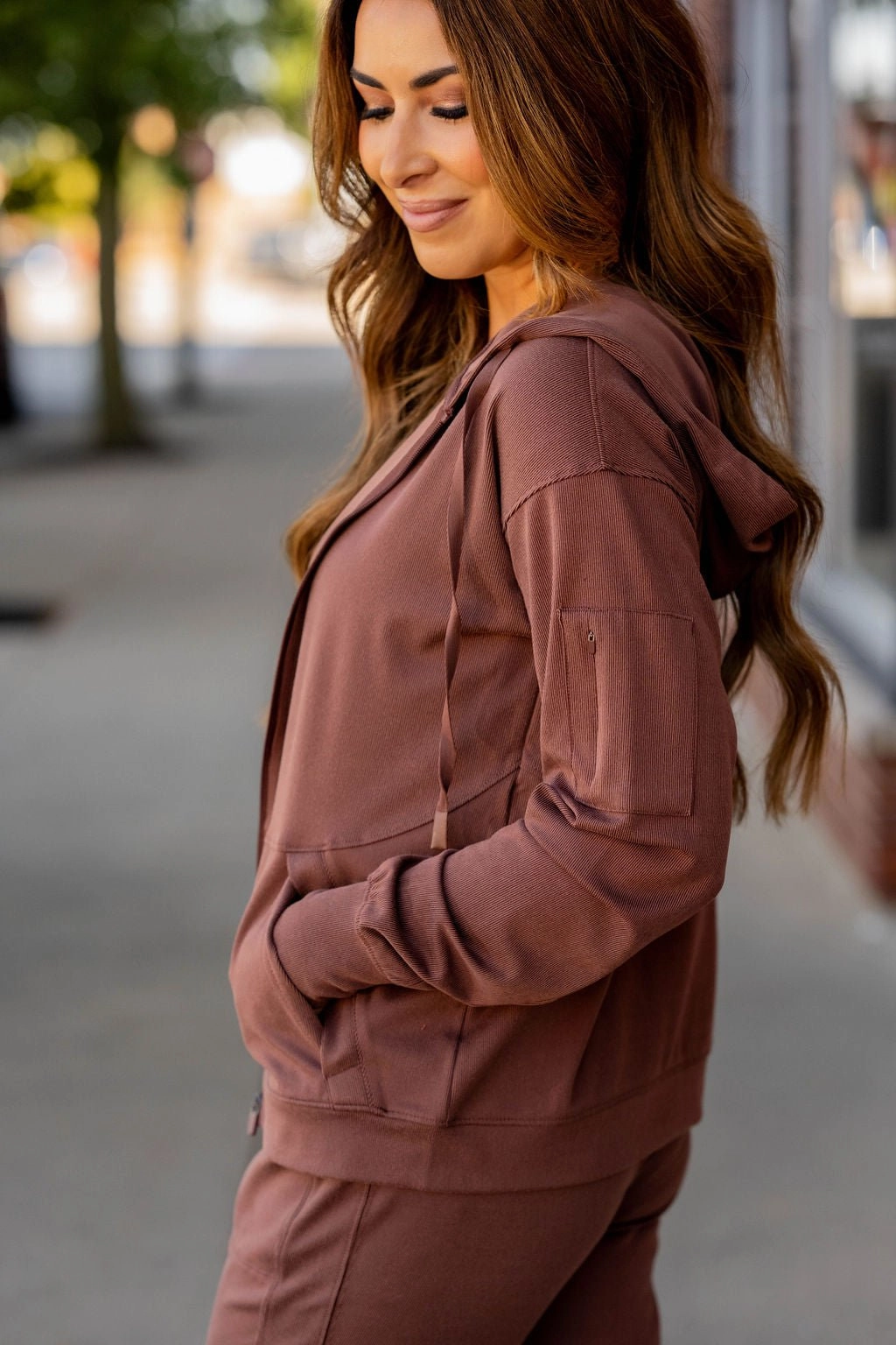 Fashion Comfort Lightly Ribbed Zip Up Hoodie