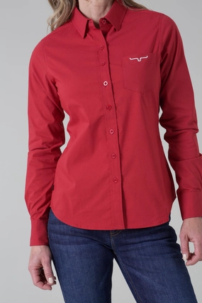 Anti Static Treatment Odor Control Finish Kimes Ranch Women??s Red Team Shirt