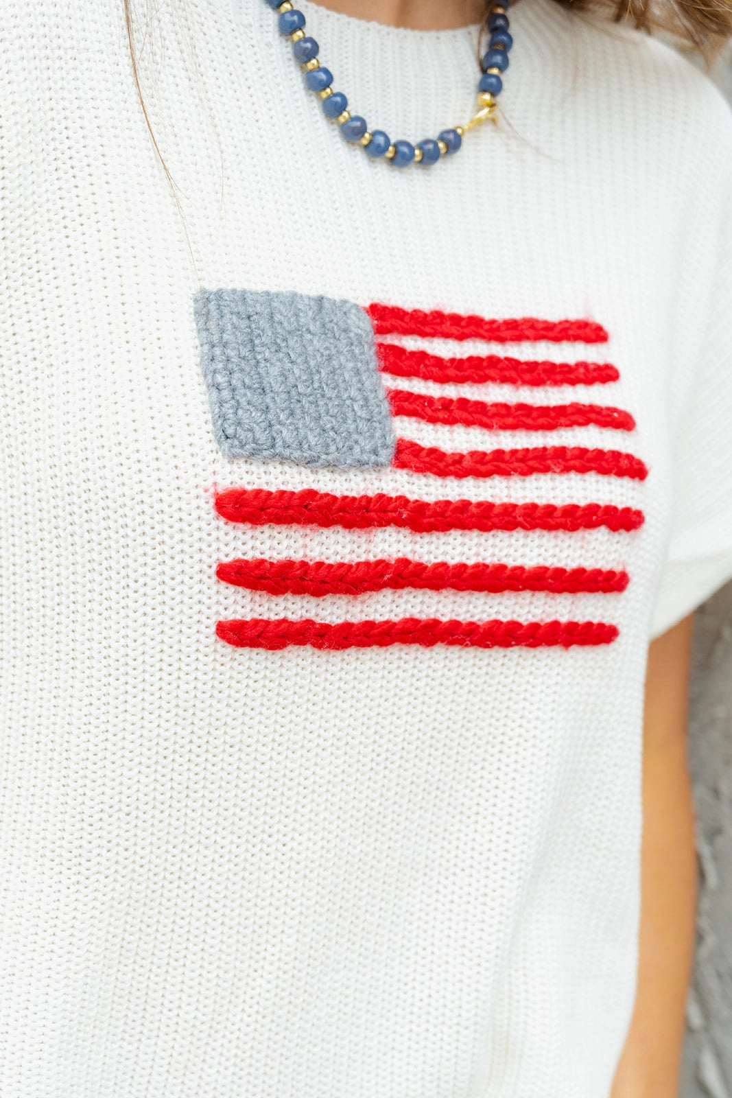 Lightweight Stitched Flag Knit Tee Soft Material
