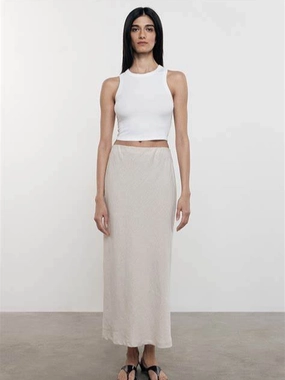 Linen Bias Skirt Luxury Trim Fresh Detail