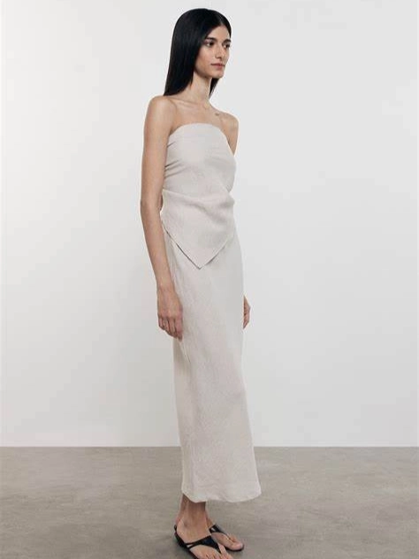 Linen Bias Skirt Wool blend Easy Vibe