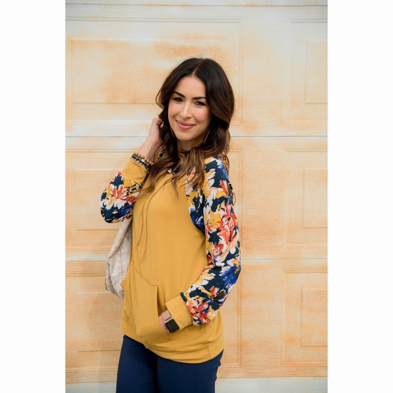 Street Essential ribbon accents Floral Accent Hoodie