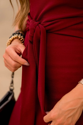 Luxe Fabric Burgundy Tie Textured Maxi