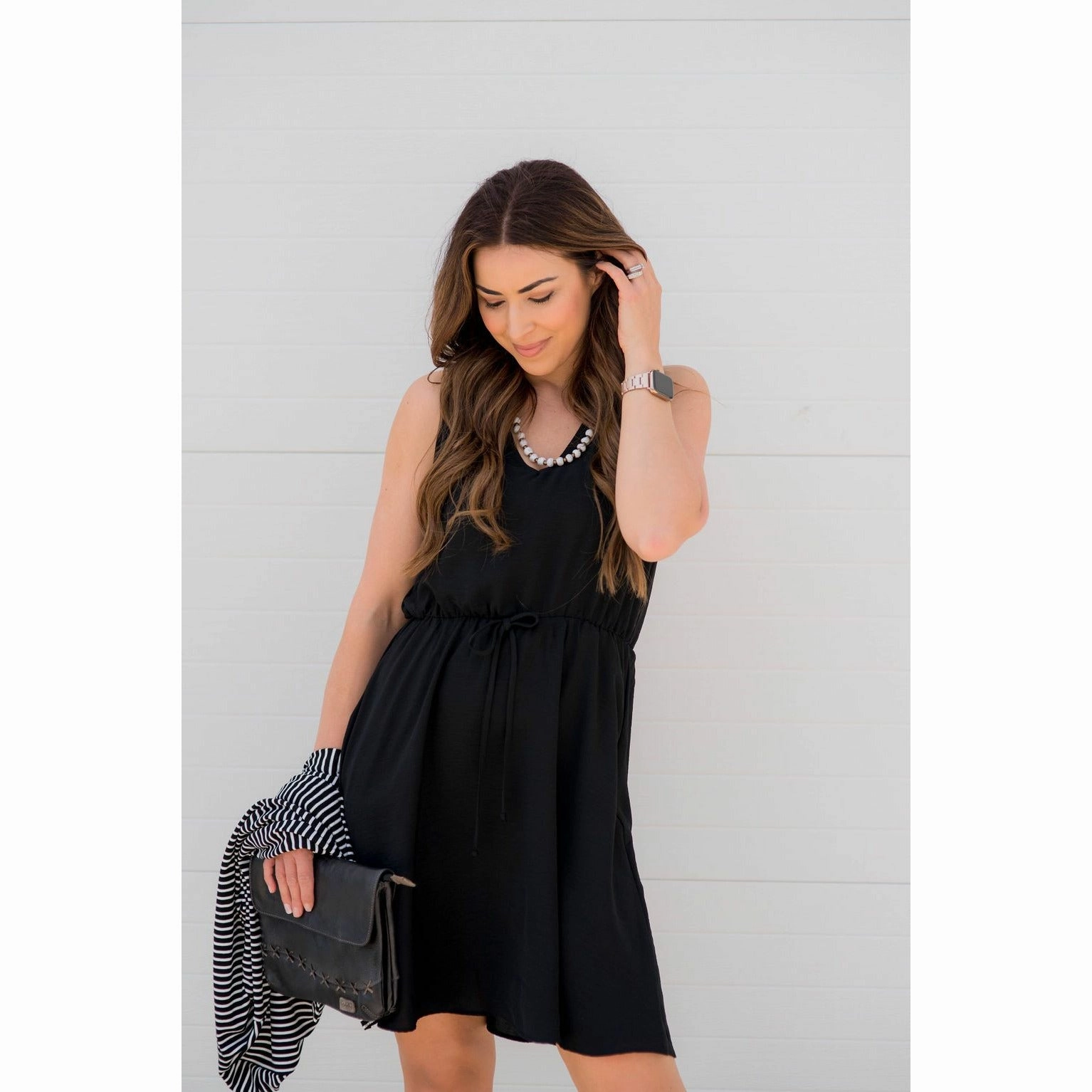 Fall Flow Tie Pocket Tank Dress