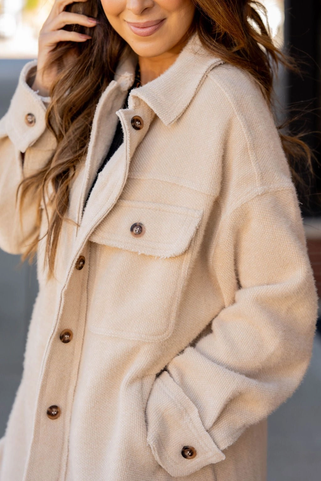 Stretchable Waistband Style Staple Making Moves Tunic Shacket