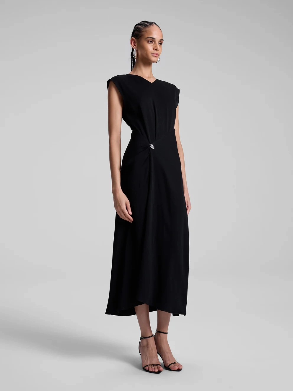 Smart touch Bold Design Mary Hammered Crepe Midi Dress