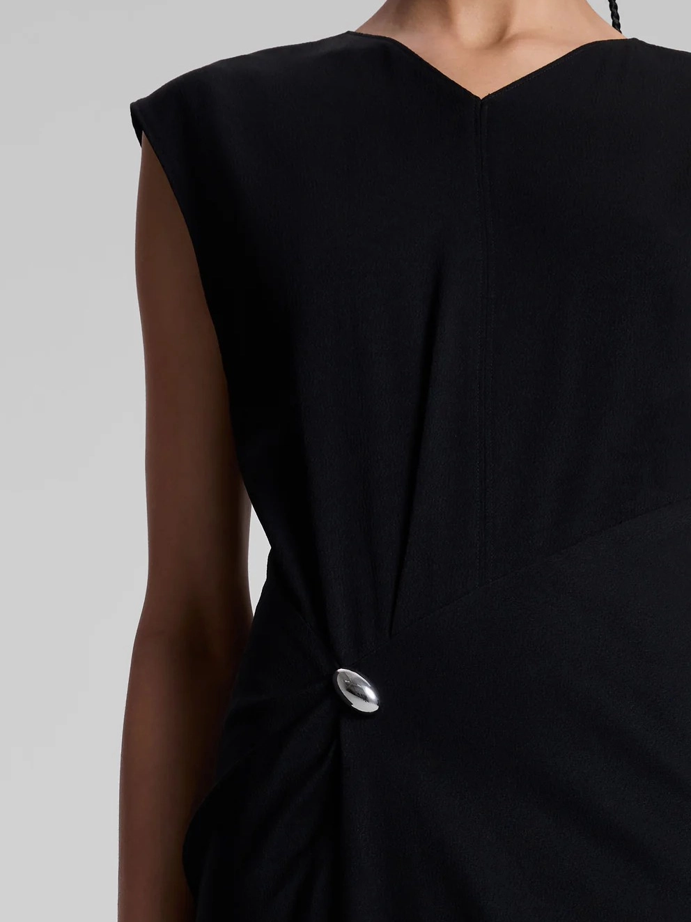 Edgy vibes Mary Hammered Crepe Midi Dress