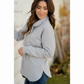 dancing suitable Embroidered Logo Micro Quilted Cowl Neck