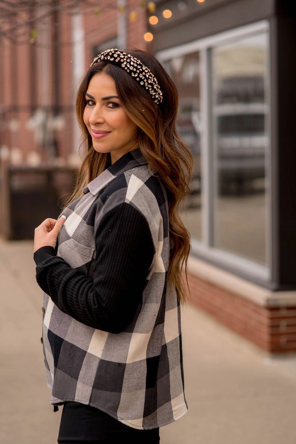Buffalo Plaid Waffle Sleeve Shacket Daily Essential