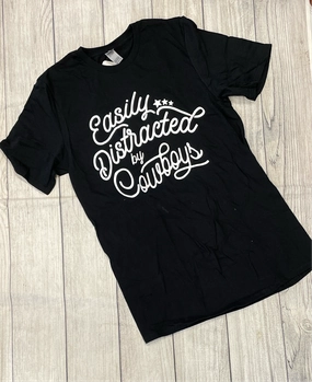 Easily Distracted By Cowboy Tee Short sleeved breeziness