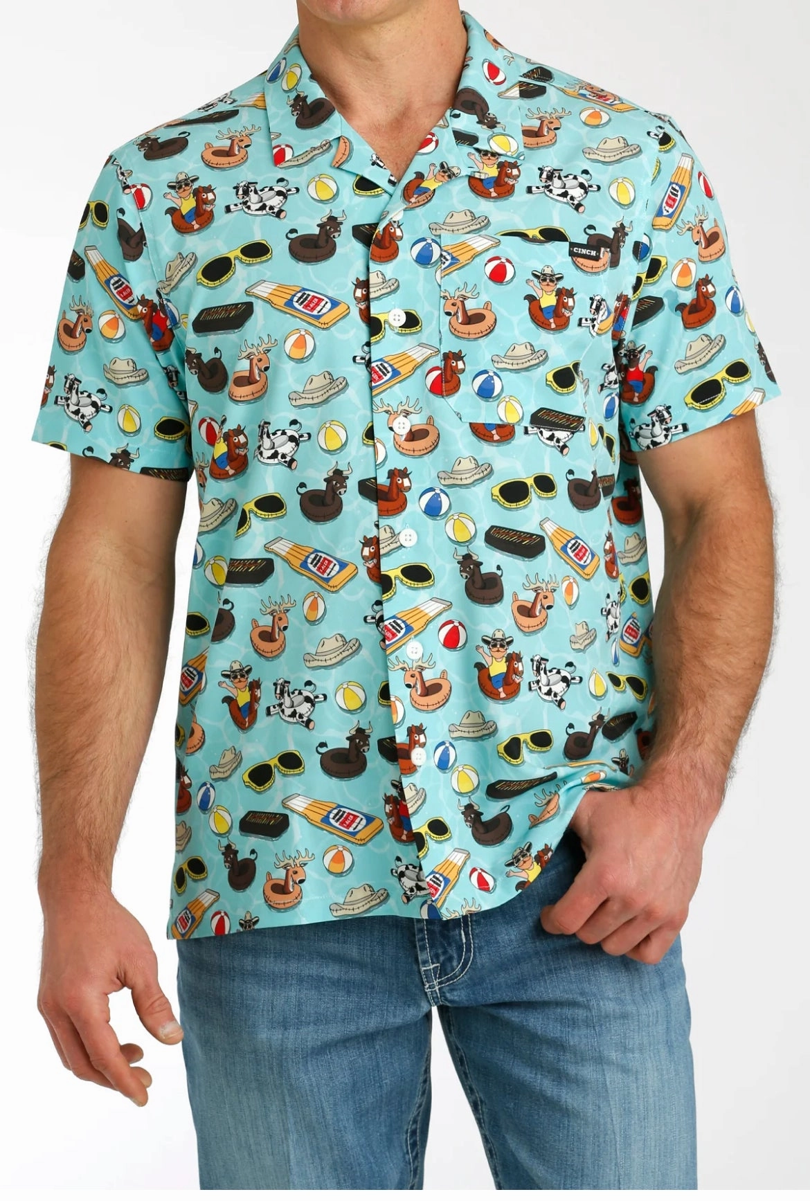 tall size Cinch Men??s Pool Float Print Shirt