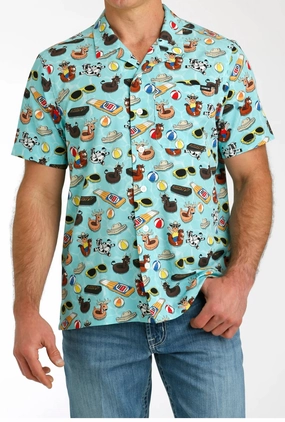 tall size Cinch Men??s Pool Float Print Shirt