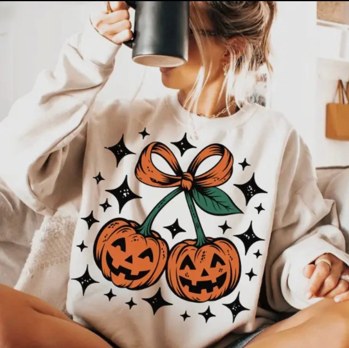 Pumpkin Bow Crewneck Customizable Quick Flex