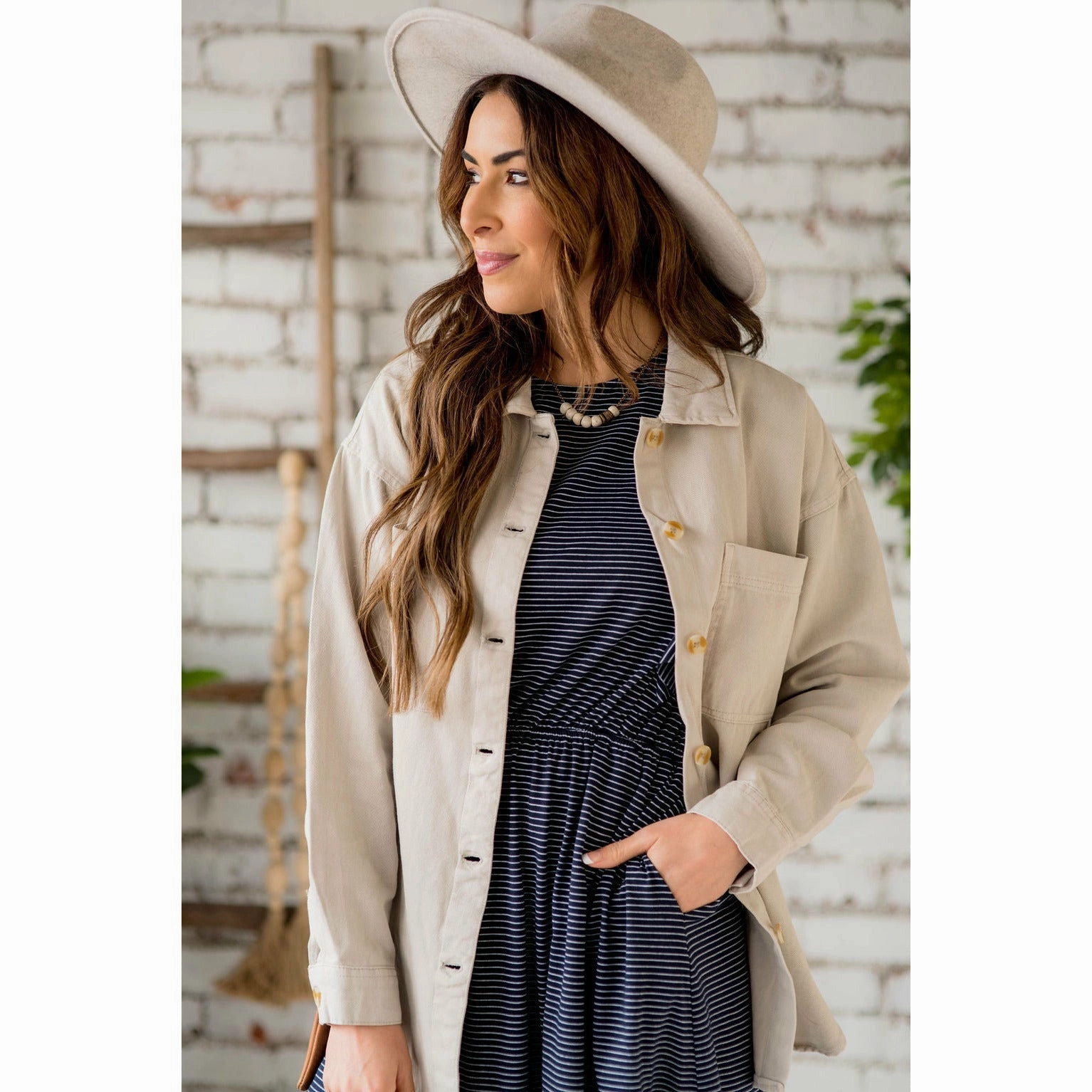 Durable AbrasionResistant Panels Side Slit Button Up Jacket