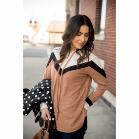 Outdoor Relaxed Shrink resistant Chevron Top Hoodie