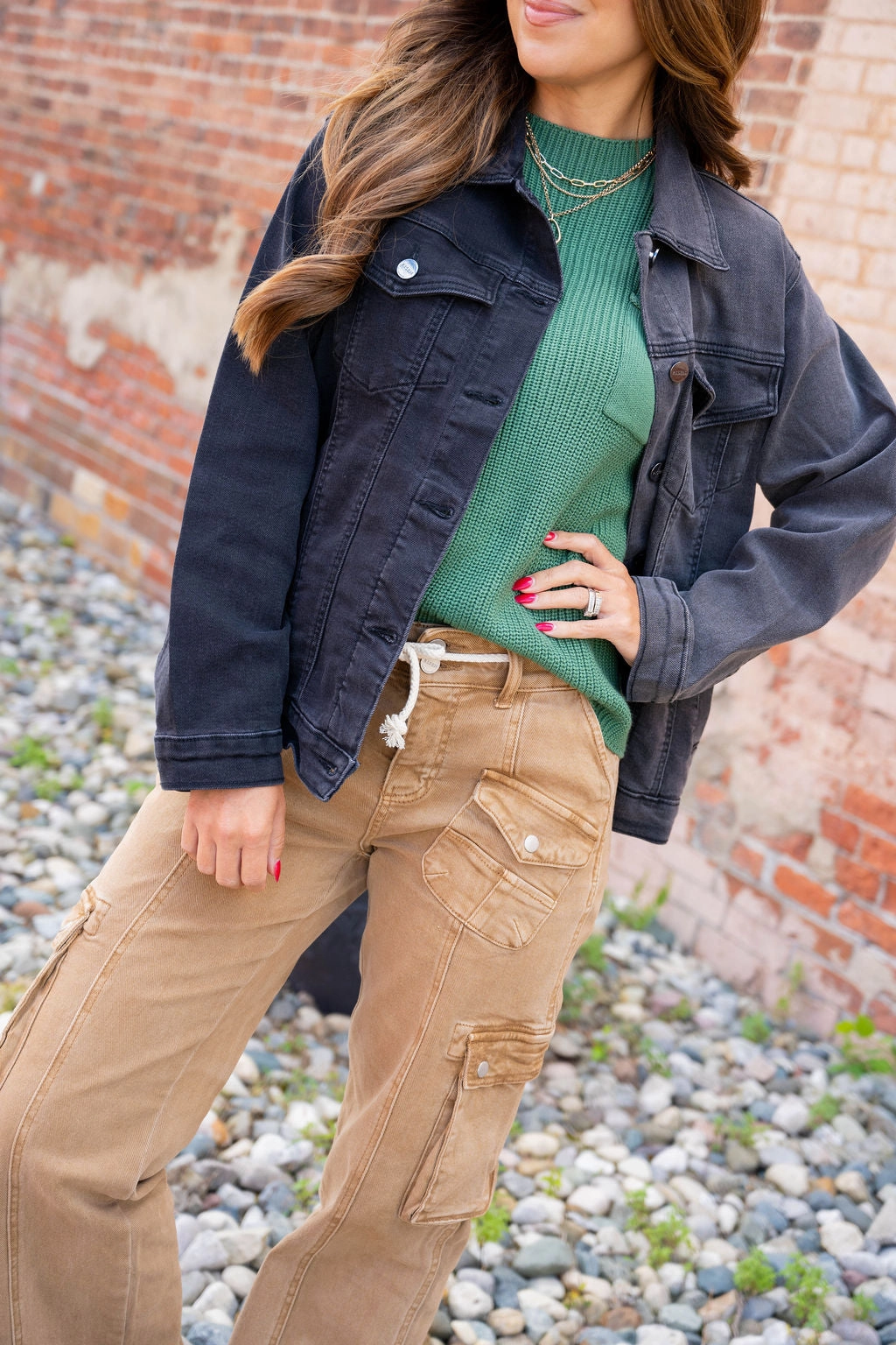 Classic Casual Look Casual Fit Layer Black Washed  Denim Jacket