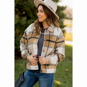 Cropped Shacket Compression Resistant Insulation Convertible Collar Style