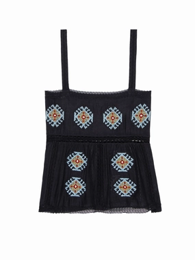 Reinforced Shoulder Panels The Roam Top with Folklore Embroidery