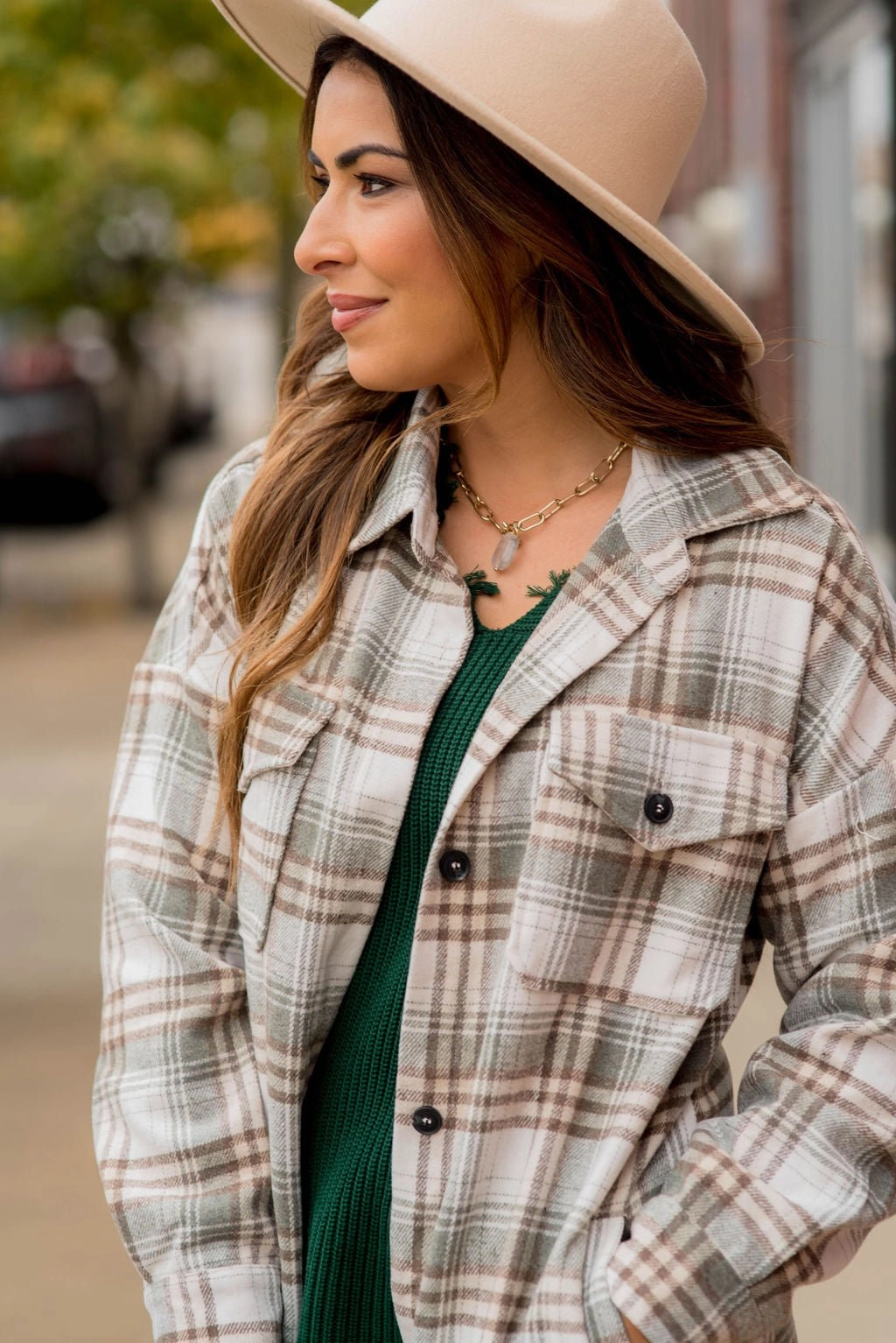 Chic Elongated Plaid Tunic Shacket Interchangeable Liners