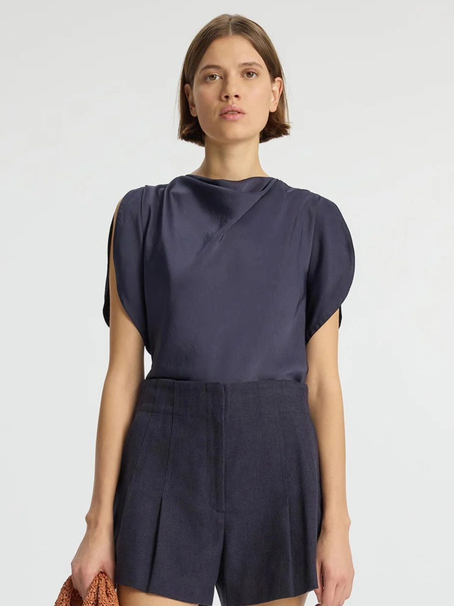 SnagFreeKnit High Neckline Nadia Satin Top