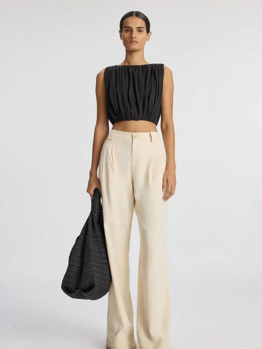 Nell Cropped Cotton Jersey Tee Comfortable Collar