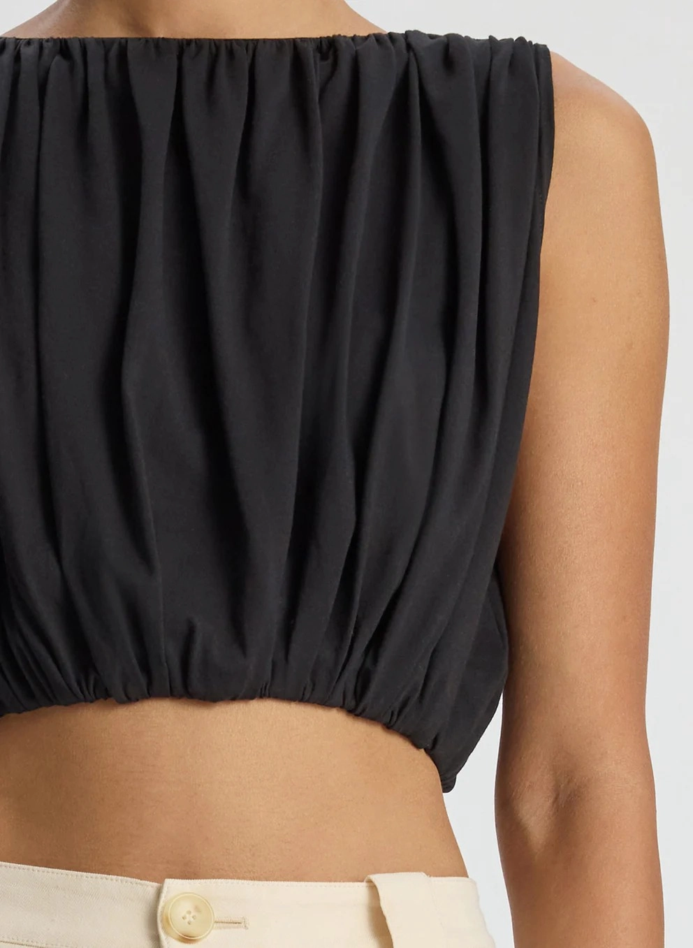 Nell Cropped Cotton Jersey Tee Moisture Wicking Material