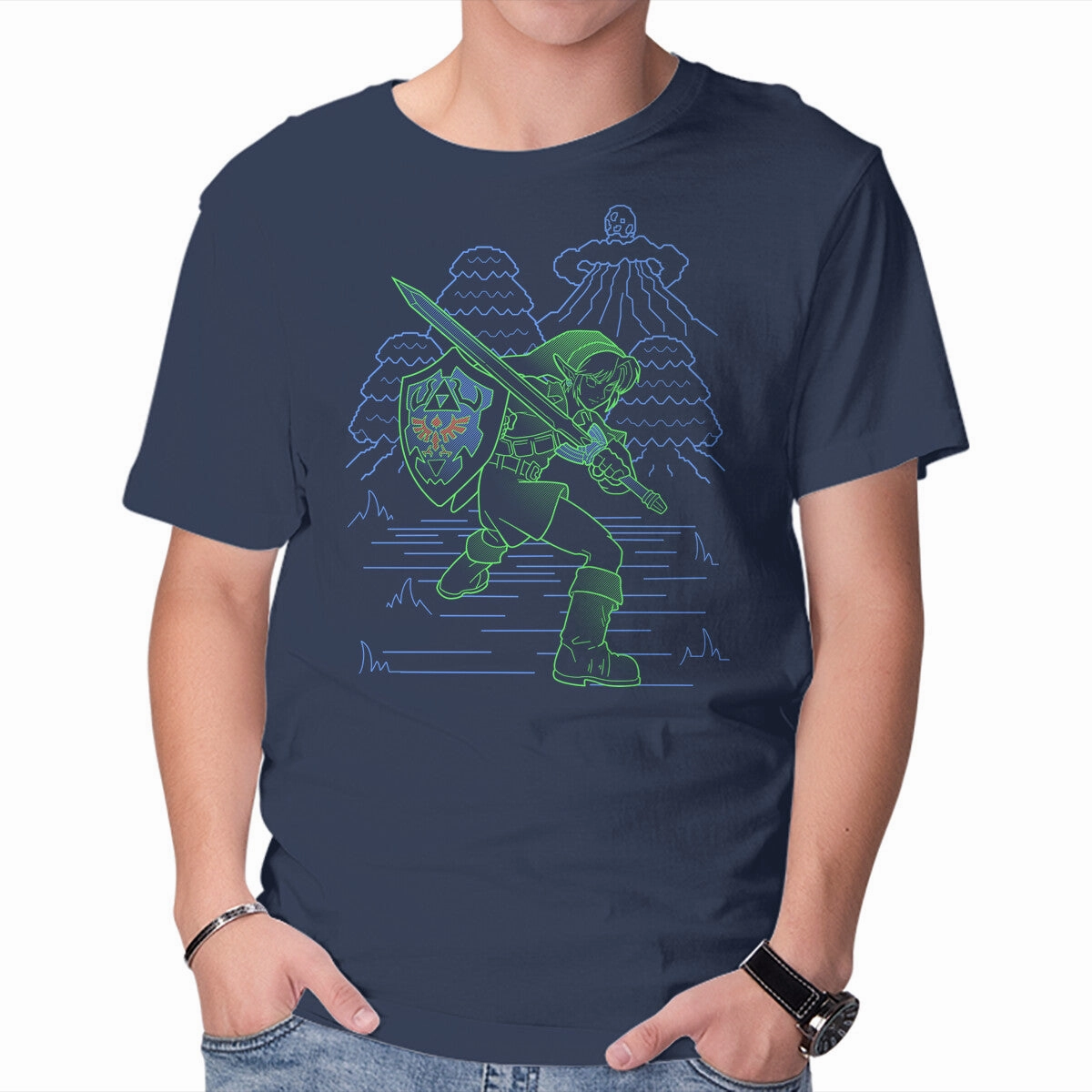 Neon Line-Art Hyrule Savior Urban Fashion Sporty Style