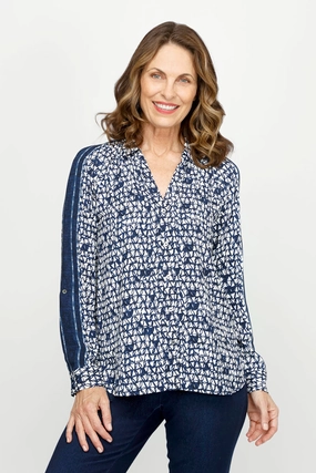 high-low hem Job Interview NIC ZOE Etched Angles Shirt