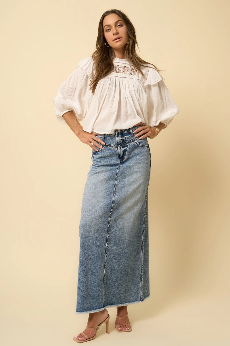HIGH RISE FLARED MAXI SKIRT Classic Comfort Stylist Pick