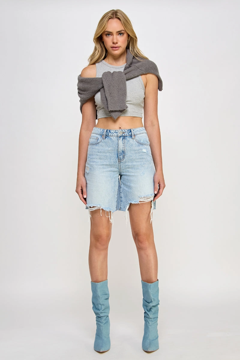 HIGH RISE RELAXED BERMUDA SHORTS Mood Wear