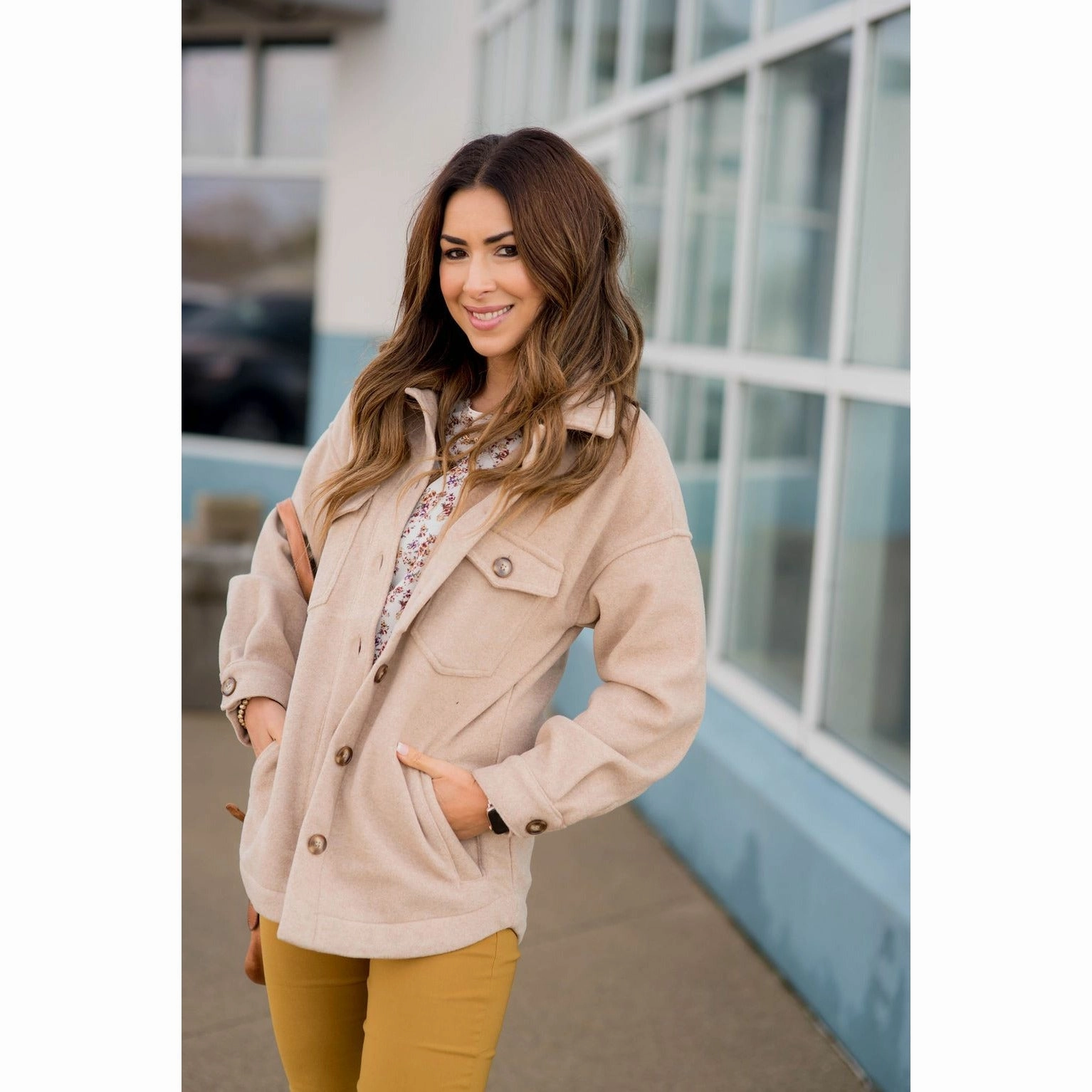 Seamless Design Pocketed Pea Coat